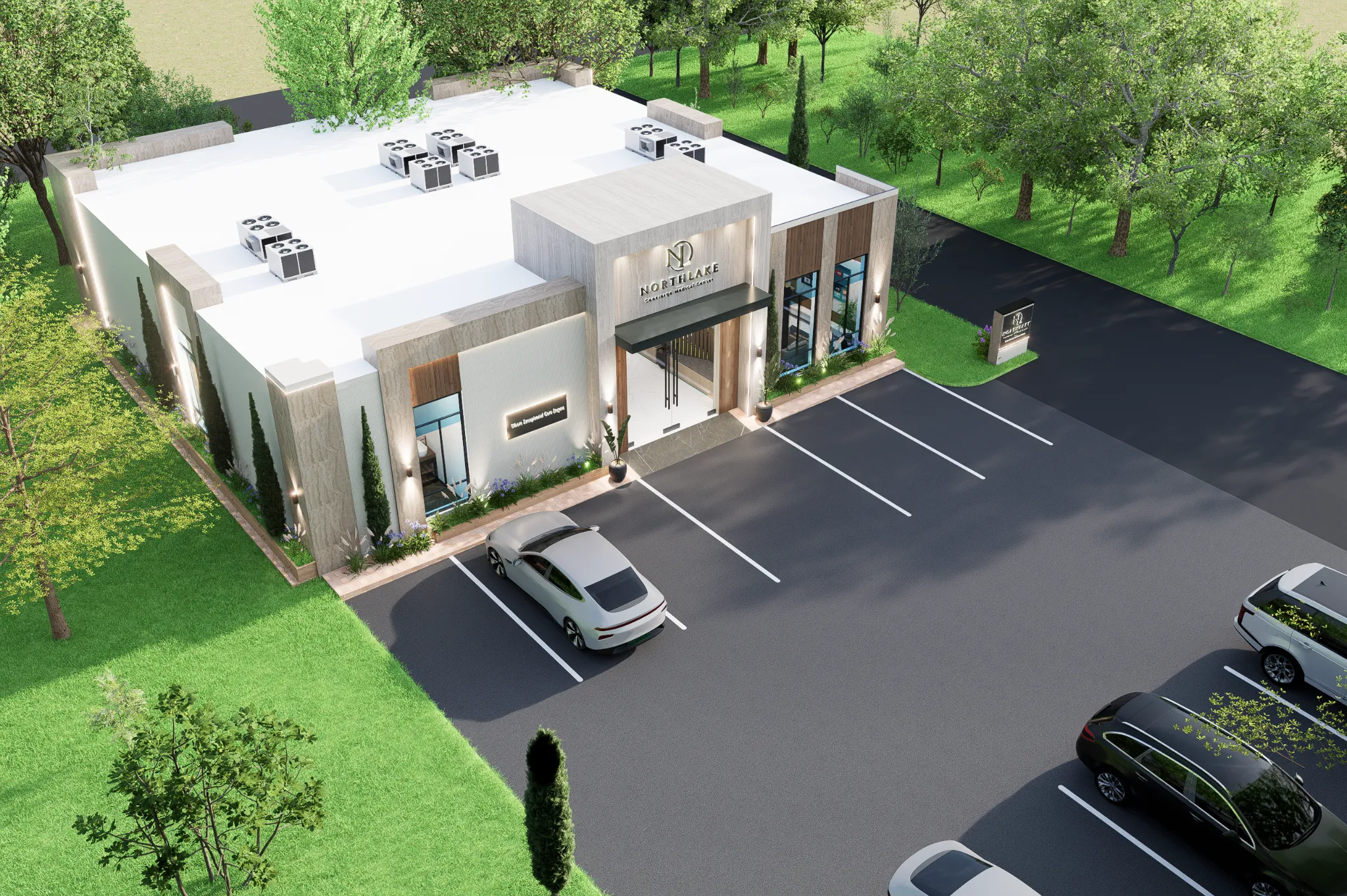 Northlake Concierge Medical Center aerial site and parking view in daylight