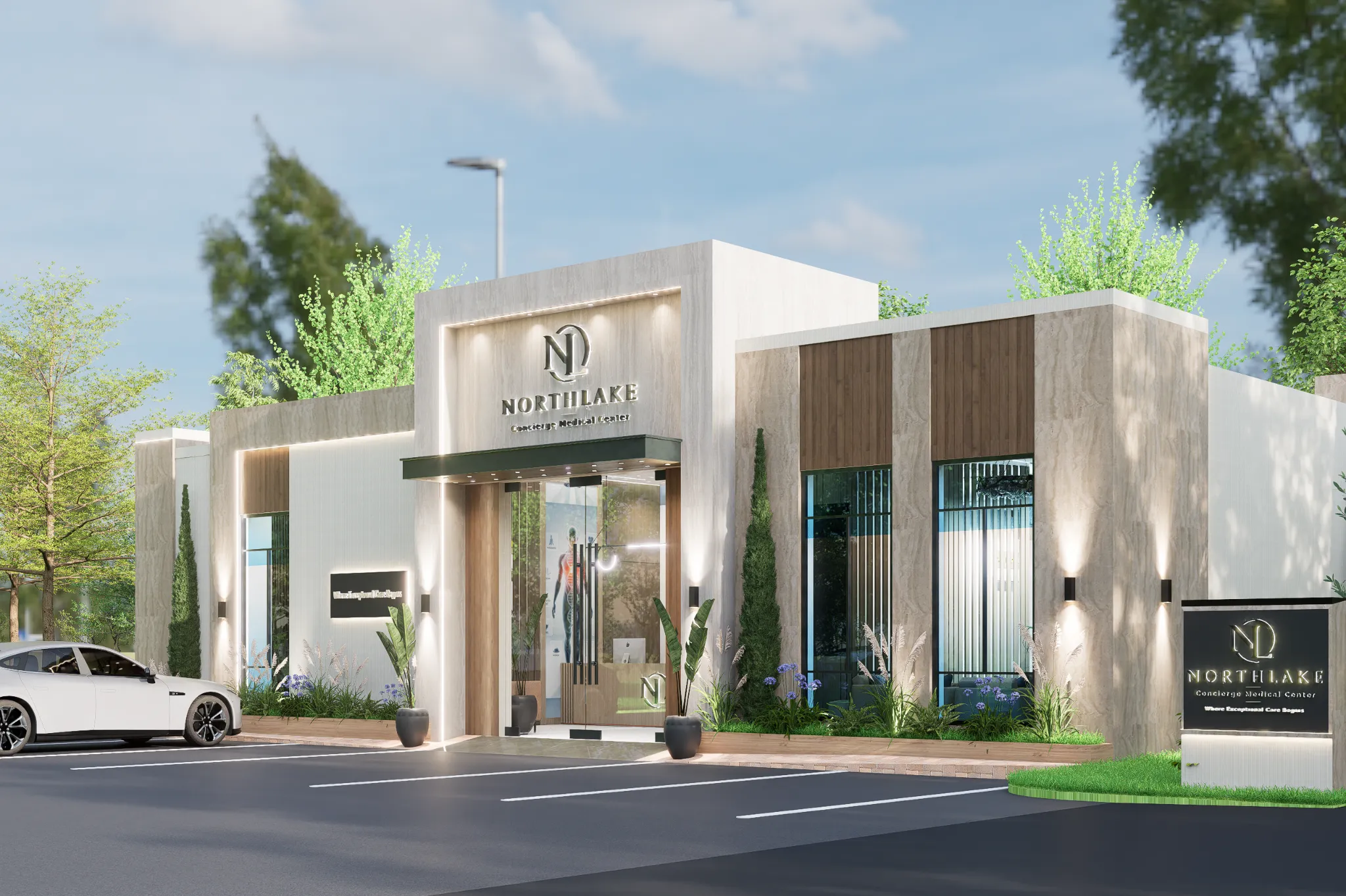 Northlake Concierge Medical Center angled front elevation in daylight